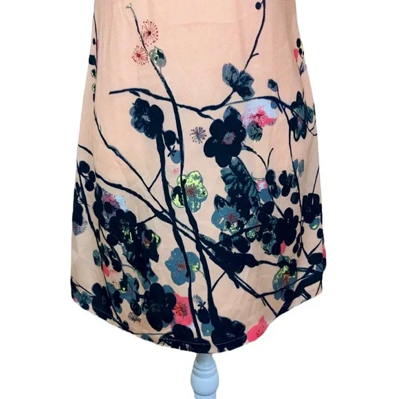 Blush Pink Watercolor Floral Silk Lace Strap Tank Dress - Picture 9 of 10